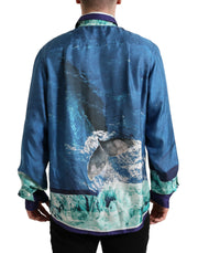 Elegant Ocean Print Silk Shirt Dolce & Gabbana