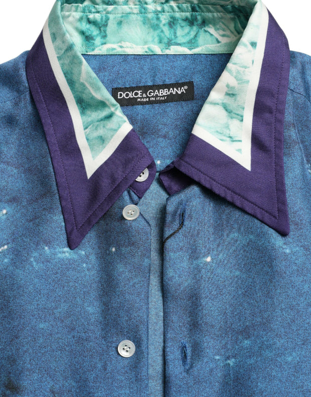 Elegant Ocean Print Silk Shirt Dolce & Gabbana