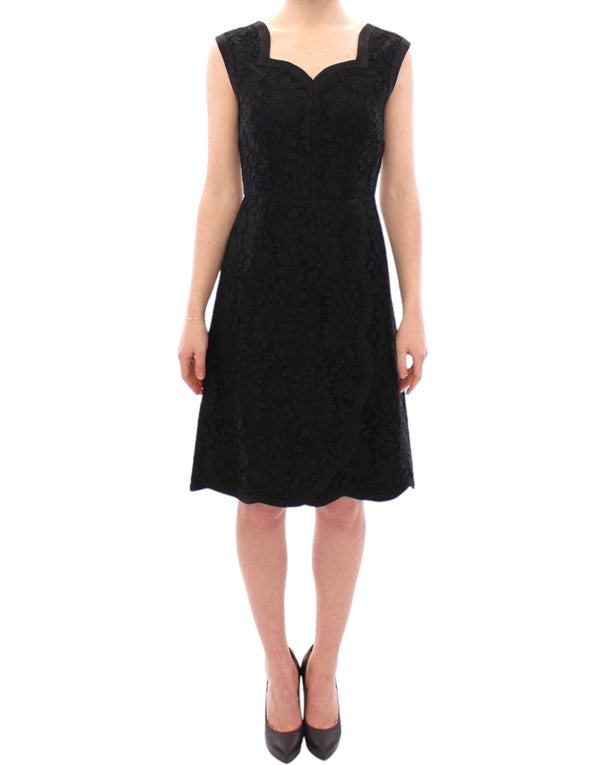 Elegant Black Floral Lace Dress Dolce & Gabbana