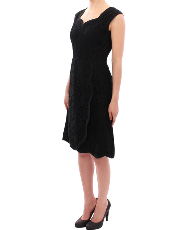Elegant Black Floral Lace Dress Dolce & Gabbana