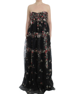 Elegant Strapless Silk Maxi Dress Dolce & Gabbana