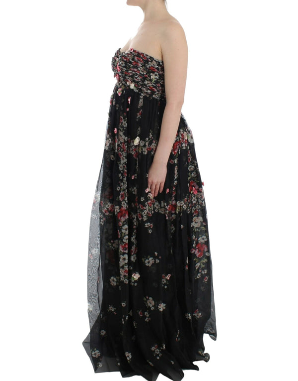 Elegant Strapless Silk Maxi Dress Dolce & Gabbana