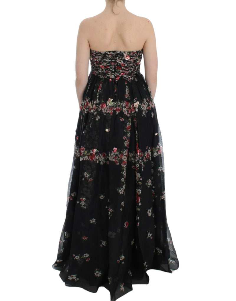 Elegant Strapless Silk Maxi Dress Dolce & Gabbana