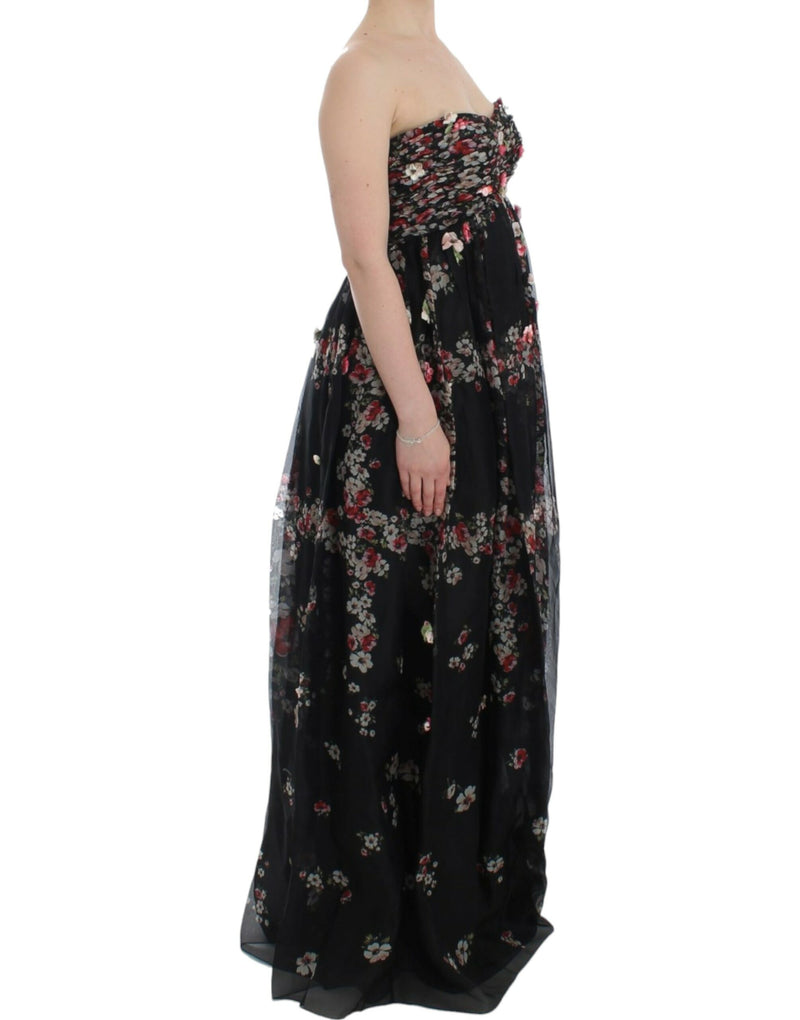 Elegant Strapless Silk Maxi Dress Dolce & Gabbana