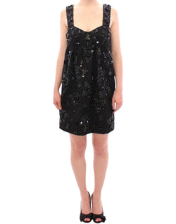 Elegant Sequined Floral Mini Shift Dress Dolce & Gabbana