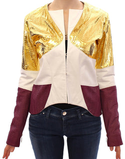 Elegant Metallic Croc Print Leather Jacket Vladimiro Gioia