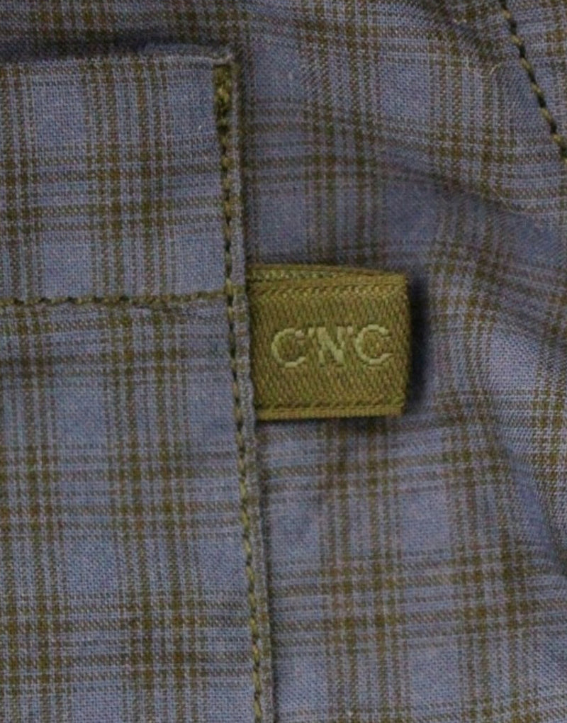 Chic Blue Checkered Casual Cotton Shirt Costume National