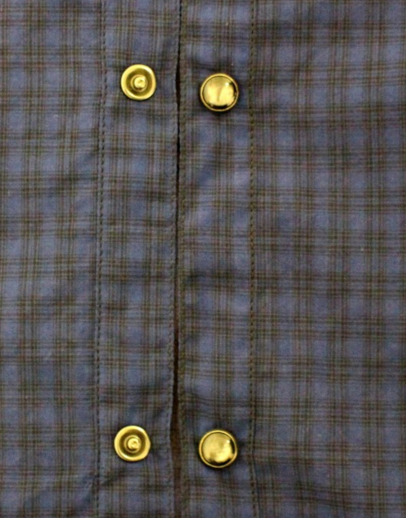 Chic Blue Checkered Casual Cotton Shirt Costume National