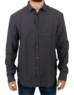 Chic Gray Checked Casual Linen Blend Shirt Costume National