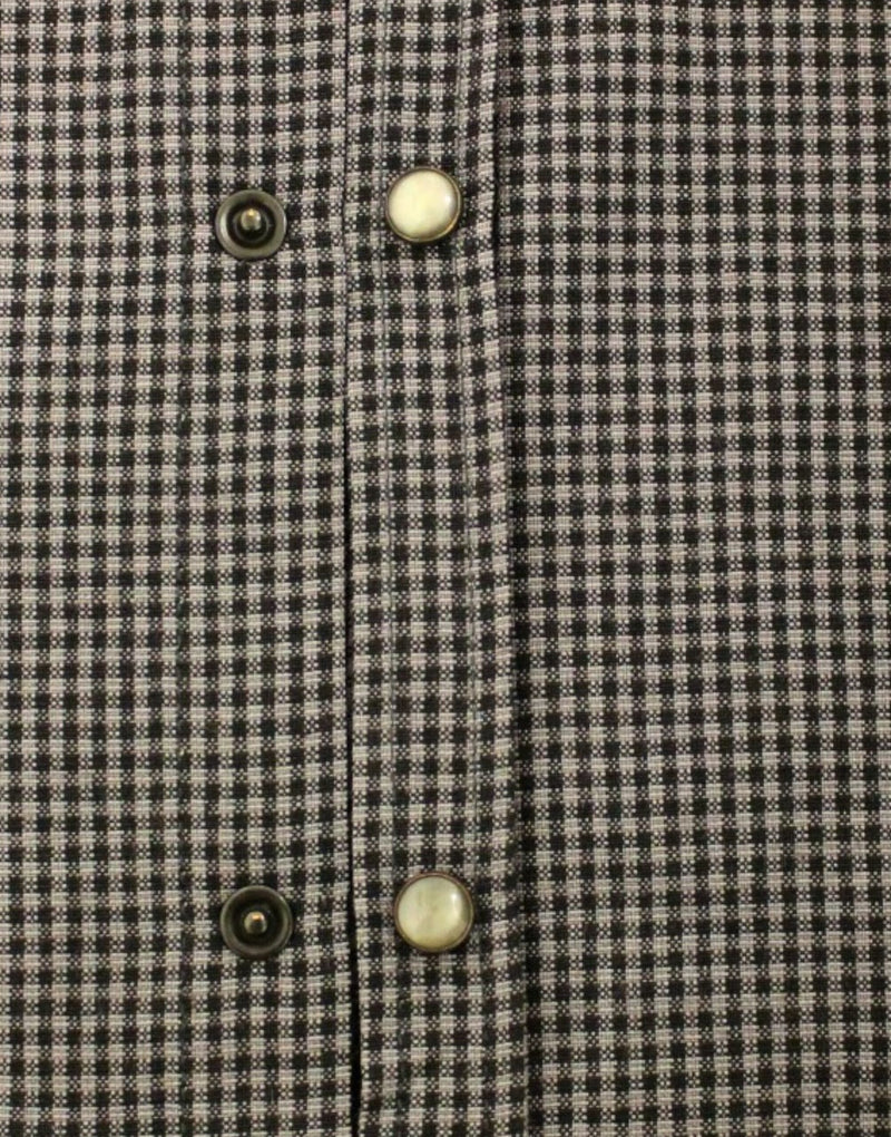 Chic Gray Checked Casual Linen Blend Shirt Costume National
