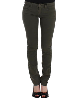 Chic Green Slim Leg Designer Jeans Costume National