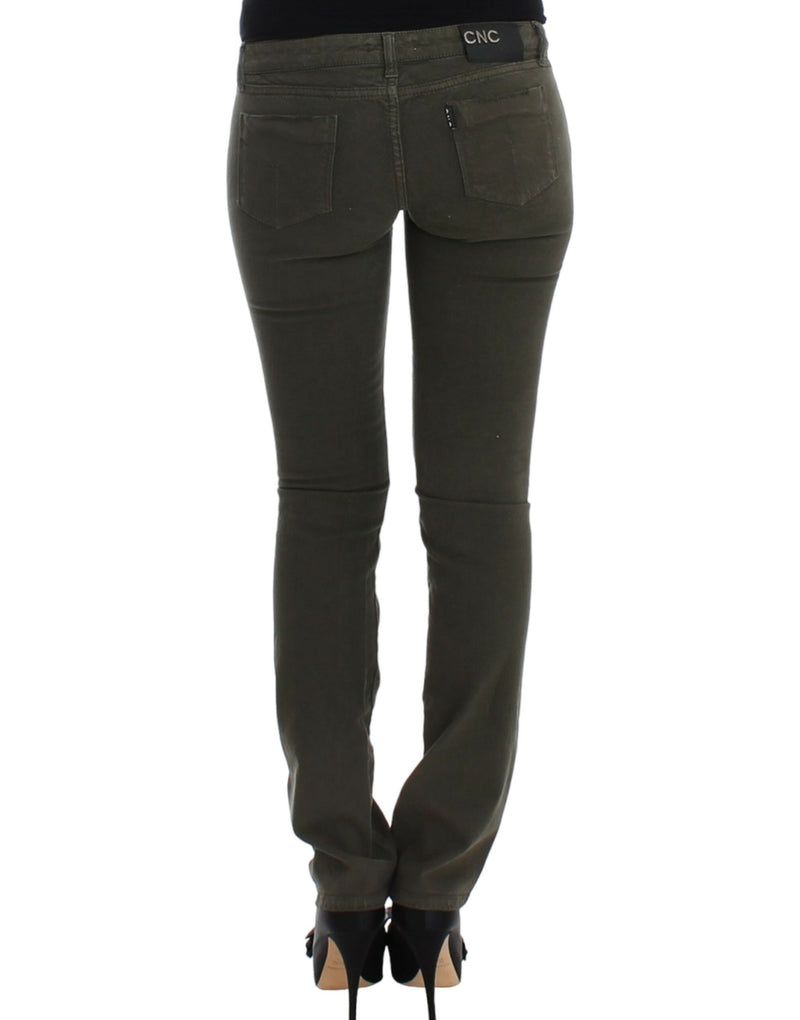 Chic Green Slim Leg Designer Jeans Costume National