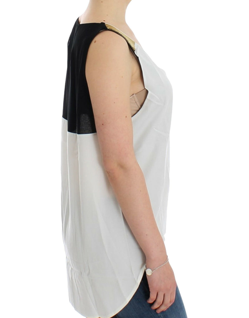 Elegant Monochrome Sleeveless Top with Gold Accents Costume National