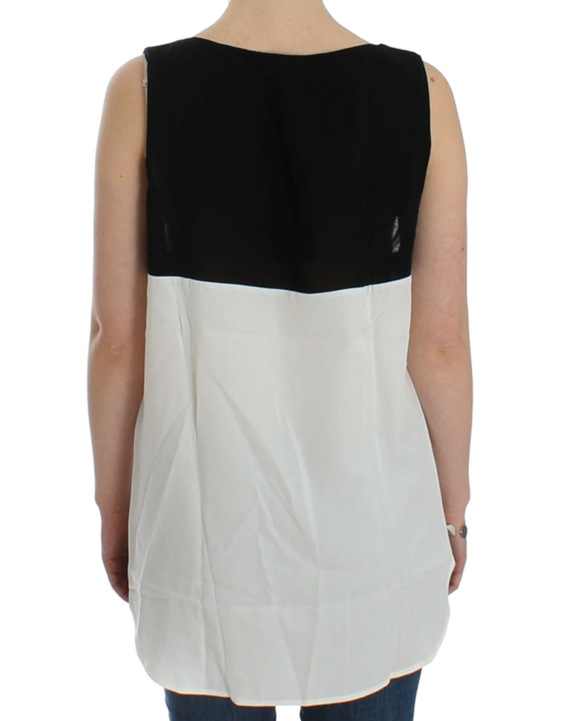 Elegant Monochrome Sleeveless Top with Gold Accents Costume National