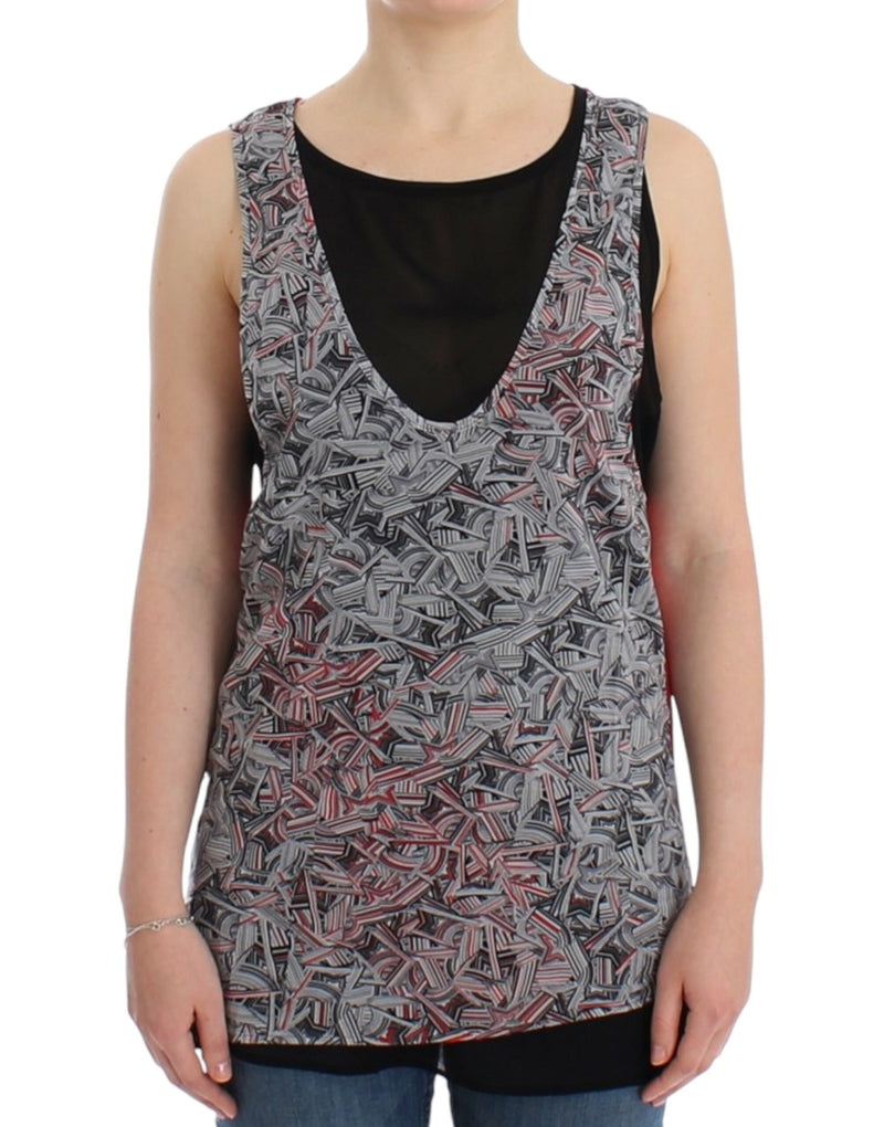 Elegant Sleeveless Black & Red Top Costume National