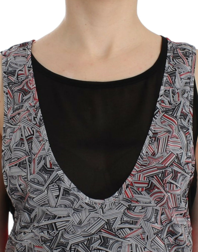 Elegant Sleeveless Black & Red Top Costume National