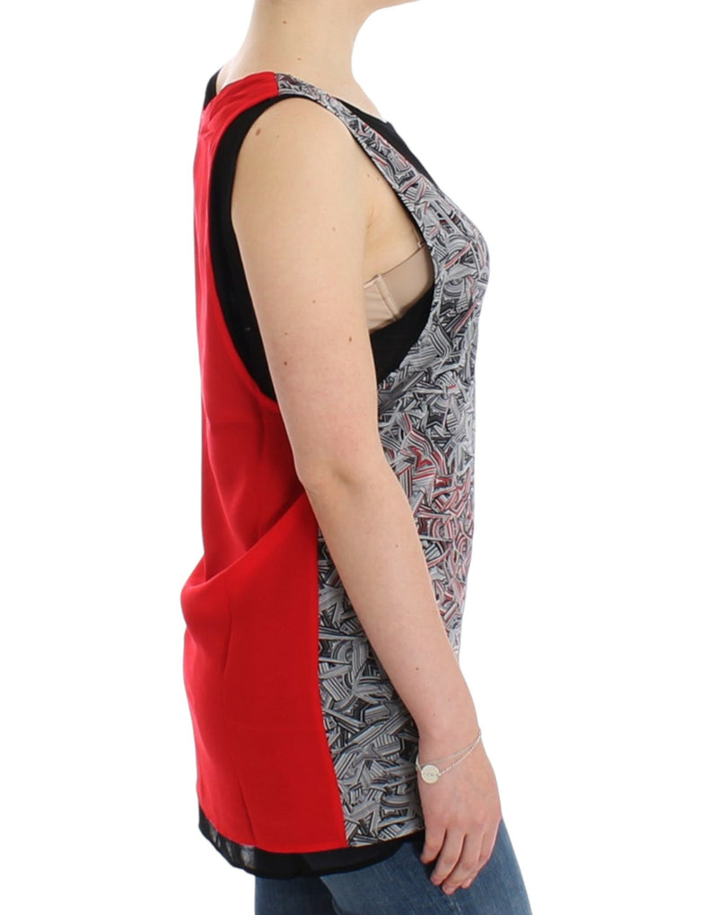 Elegant Sleeveless Black & Red Top Costume National