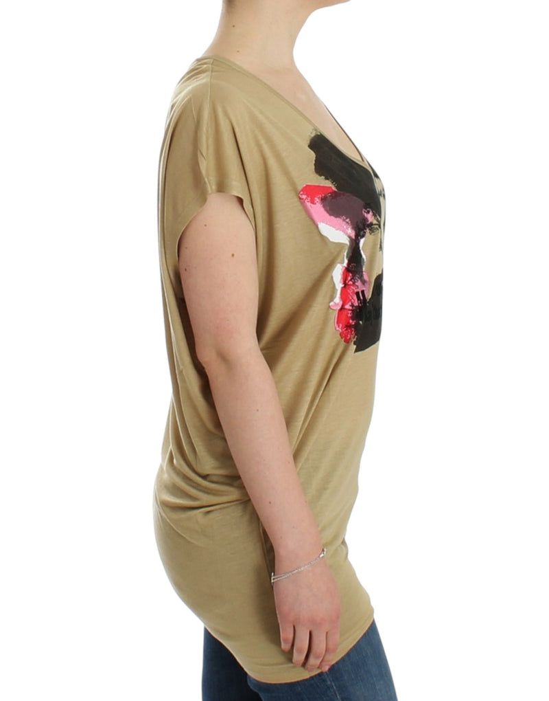 Chic V-Neck Tunic Top with Motive Print Costume National