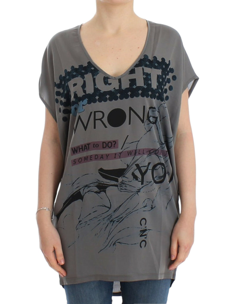 Elegant V-Neck Tunic with Motive Print Costume National