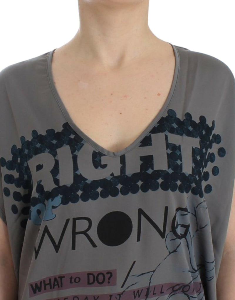 Elegant V-Neck Tunic with Motive Print Costume National