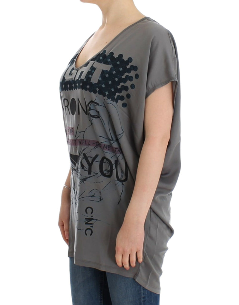 Elegant V-Neck Tunic with Motive Print Costume National