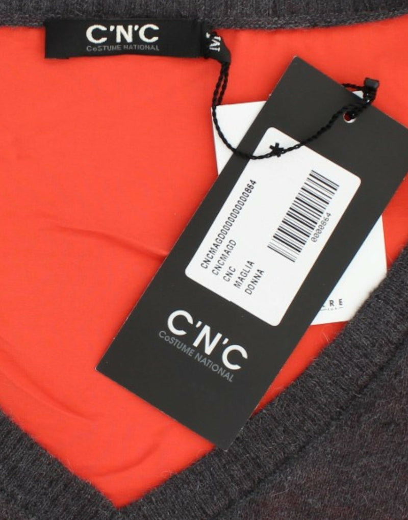 Chic V-Neck Alpaca Blend Short Sleeve Sweater Costume National