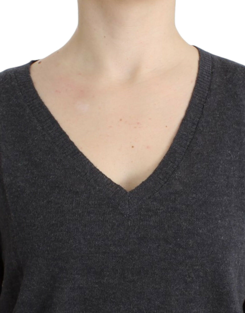 Chic V-Neck Alpaca Blend Short Sleeve Sweater Costume National