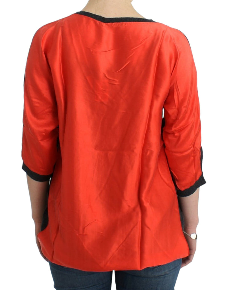 Chic V-Neck Alpaca Blend Short Sleeve Sweater Costume National