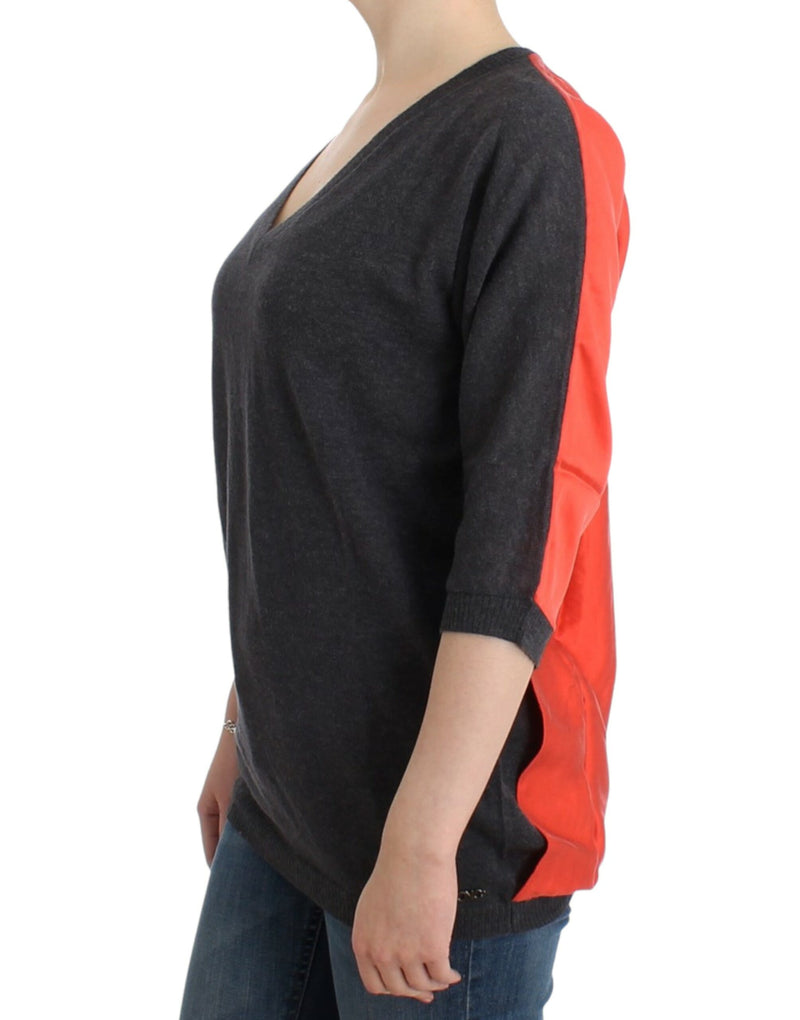 Chic V-Neck Alpaca Blend Short Sleeve Sweater Costume National