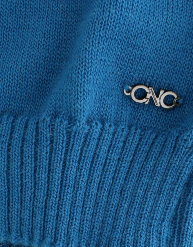 Chic Blue Scoop Neck Knit Sweater Costume National