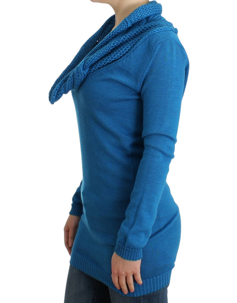 Chic Blue Scoop Neck Knit Sweater Costume National