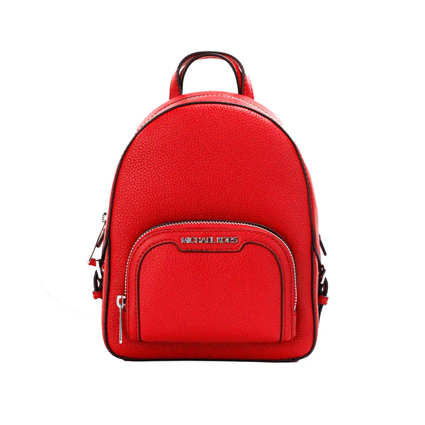 Jaycee Mini XS Bright Red Pebbled Leather Zip Pocket Backpack Bag Michael Kors