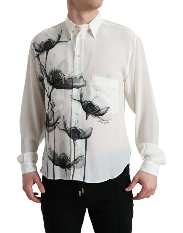 Elegant Floral Silk Dress Shirt Dolce & Gabbana