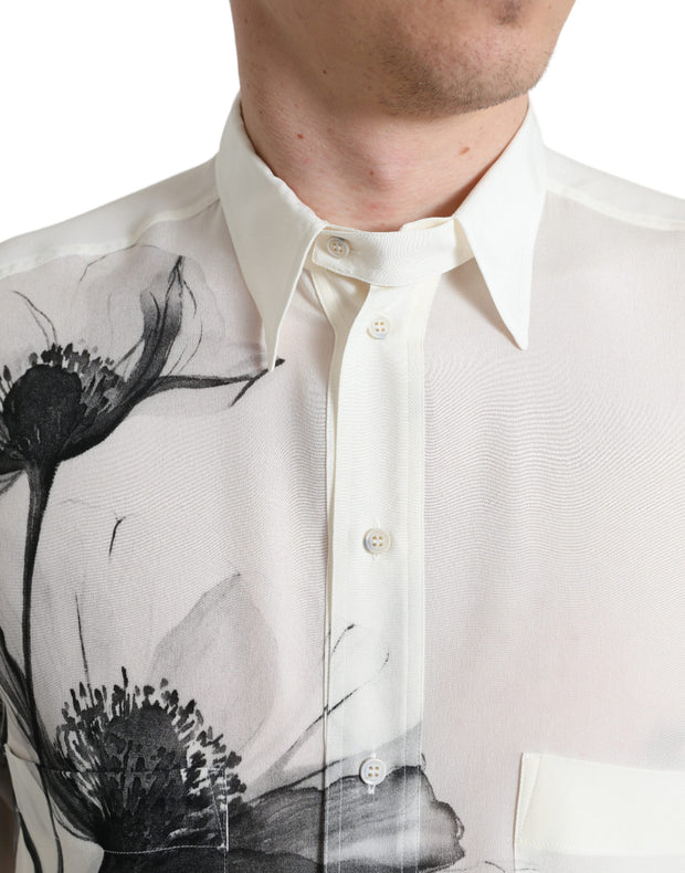 Elegant Floral Silk Dress Shirt Dolce & Gabbana