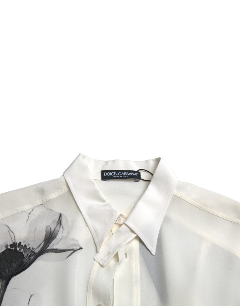 Elegant Floral Silk Dress Shirt Dolce & Gabbana