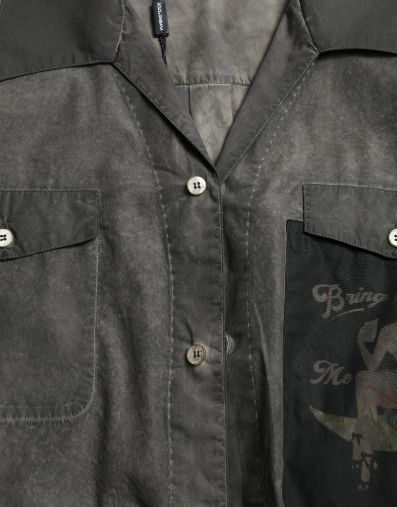 Elegant Dark Gray Cotton Button-Down Shirt Dolce & Gabbana