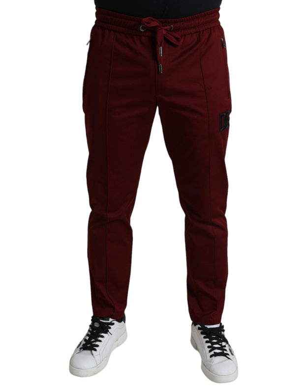 Maroon Cotton Stretch Jogger Pants Dolce & Gabbana