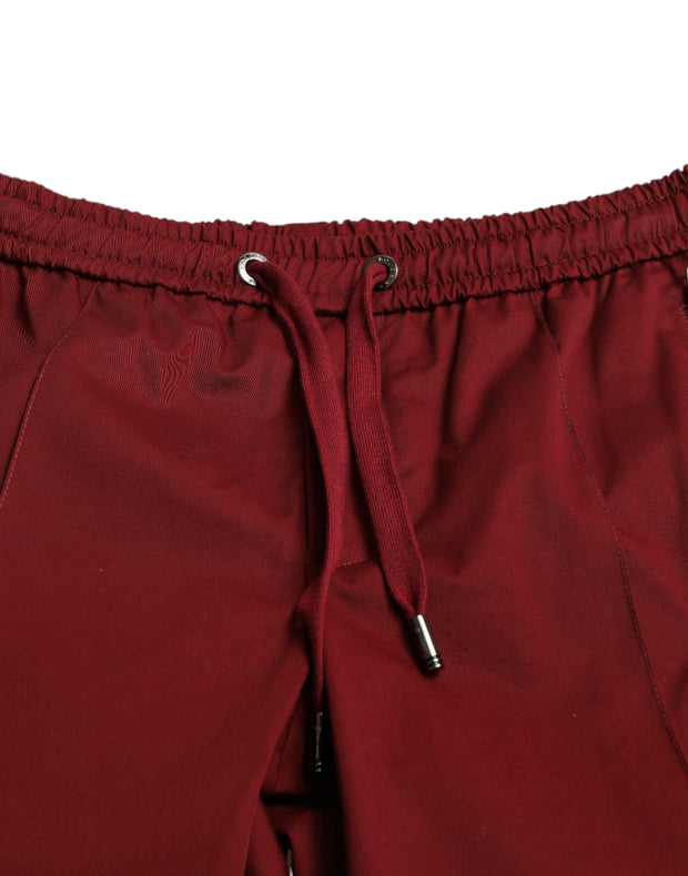 Maroon Cotton Stretch Jogger Pants Dolce & Gabbana