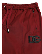 Maroon Cotton Stretch Jogger Pants Dolce & Gabbana