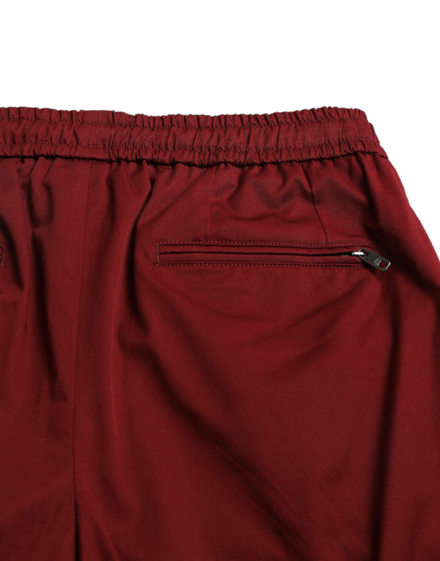 Maroon Cotton Stretch Jogger Pants Dolce & Gabbana