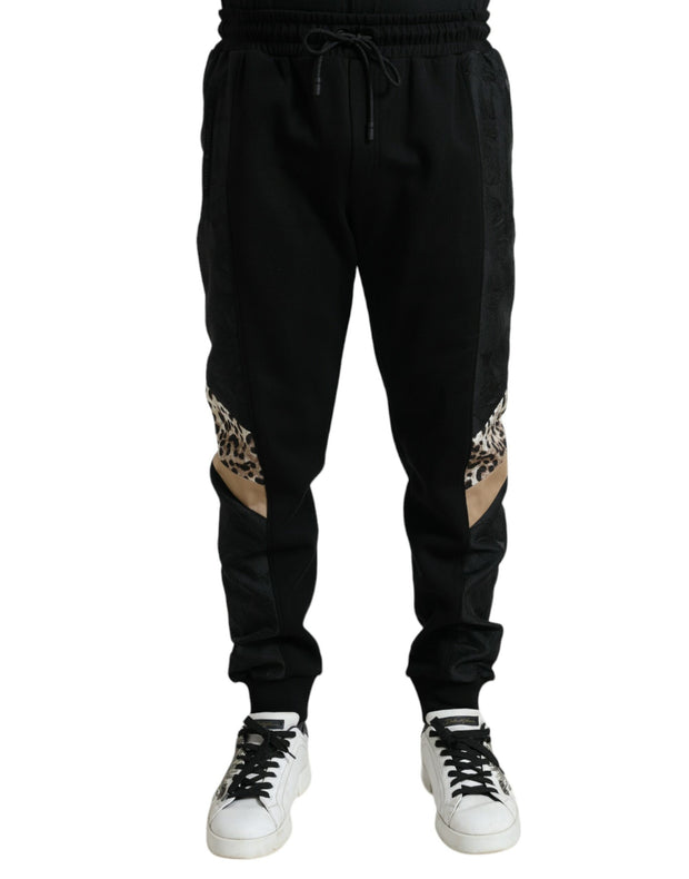 Elegant Black Leopard Jogger Pants Dolce & Gabbana