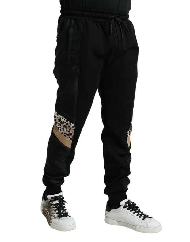 Elegant Black Leopard Jogger Pants Dolce & Gabbana