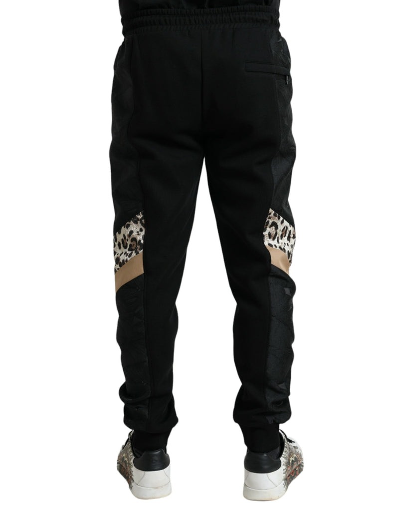 Elegant Black Leopard Jogger Pants Dolce & Gabbana