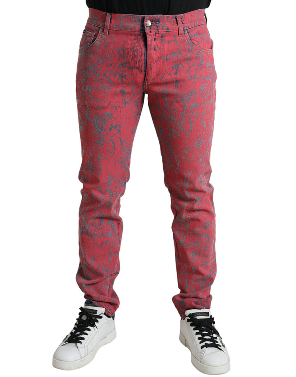 Red Tie Dye Skinny Denim Jeans Dolce & Gabbana