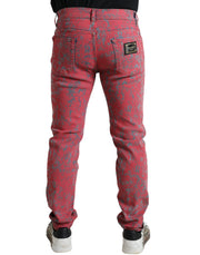 Red Tie Dye Skinny Denim Jeans Dolce & Gabbana