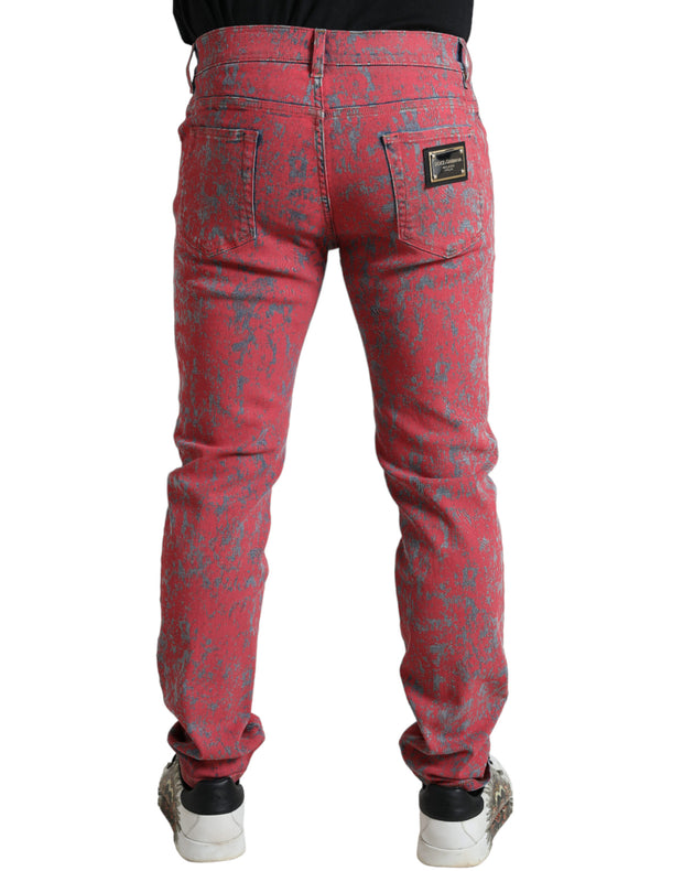 Red Tie Dye Skinny Denim Jeans Dolce & Gabbana