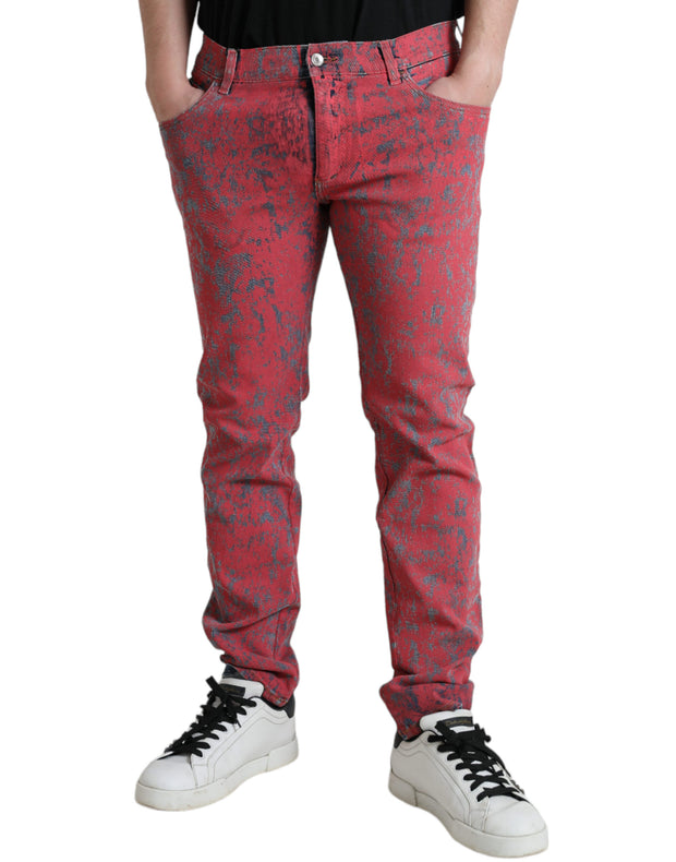 Red Tie Dye Skinny Denim Jeans Dolce & Gabbana