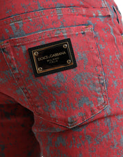 Red Tie Dye Skinny Denim Jeans Dolce & Gabbana