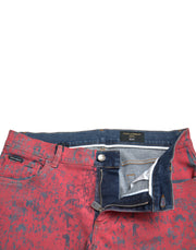 Red Tie Dye Skinny Denim Jeans Dolce & Gabbana