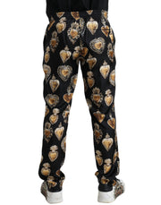 Chic Heart Print Silk Pajama Pants Dolce & Gabbana